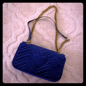 Blue Velvet Handbag Purse - New/Unused with box